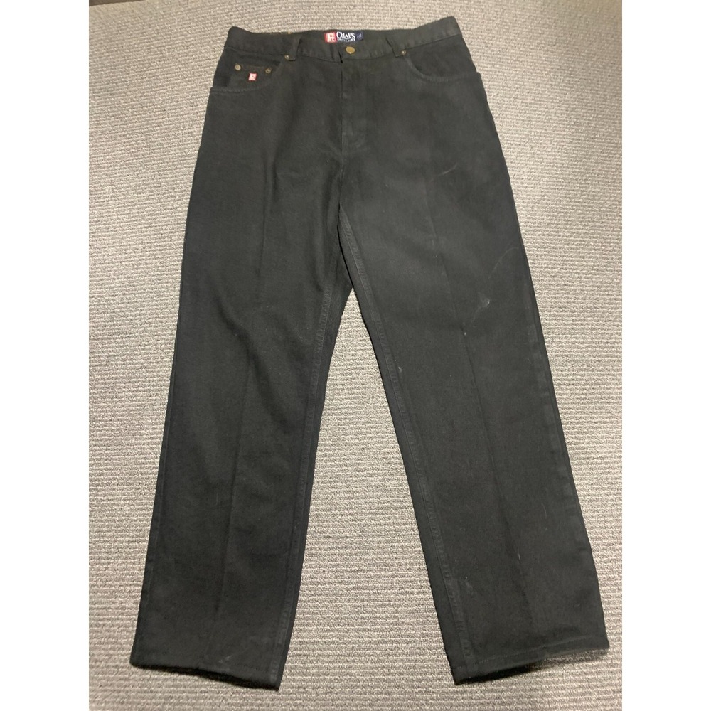 Chaps Ralph Lauren Jeans Men's 34 x 34 Black Denim Straight Leg Mid Rise Logo